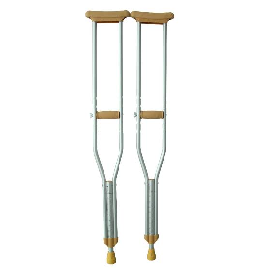 Pair of adjustable aluminium crutches with cushioned supports