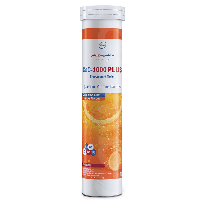CAC-1000 Plus orange effervescent calcium 20 tablets tube