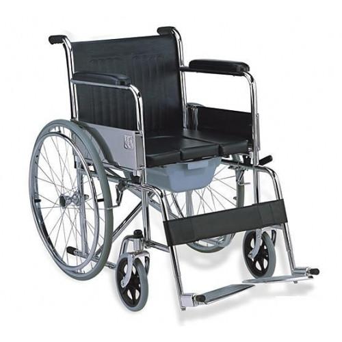 Commode wheelchair with removable toilet bucket
