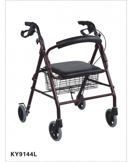 Foldable aluminium rollator walker with seat and brakes