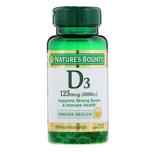 Nature's Bounty Vitamin D3 5000 IU 150 softgels bottle