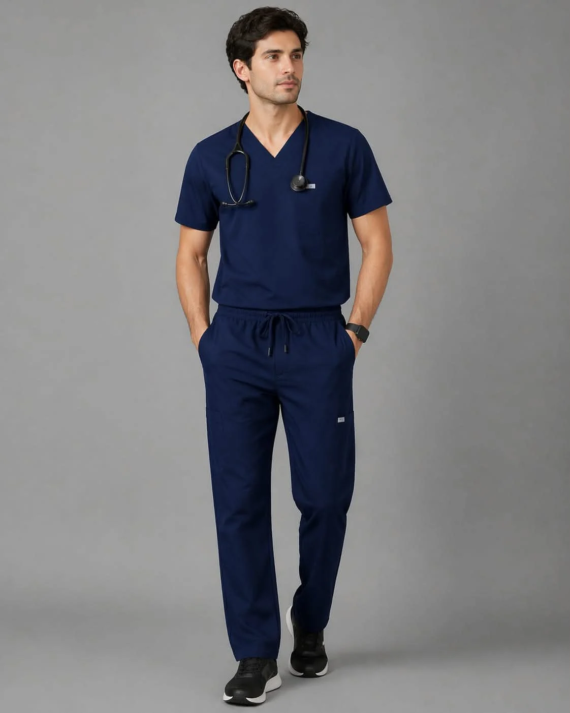 Men's V-Neck Scrub Set — Navy Blue — Navy Blue medical scrubs